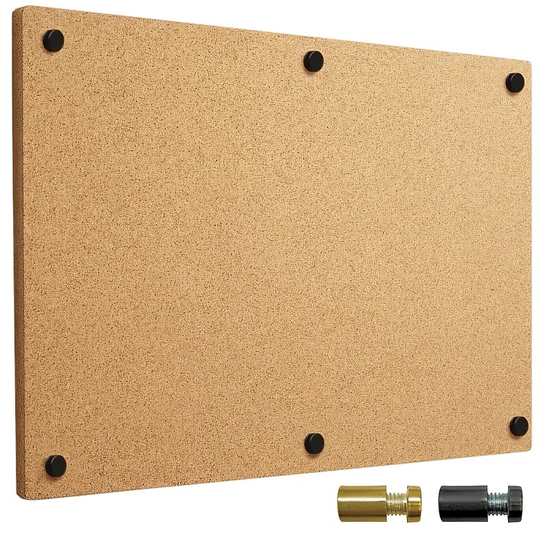 Excello Brands Cork Bulletin Board, Black and Gold Wall Posts, 36" x 42" (CRKBRD-3642-BG) image 1