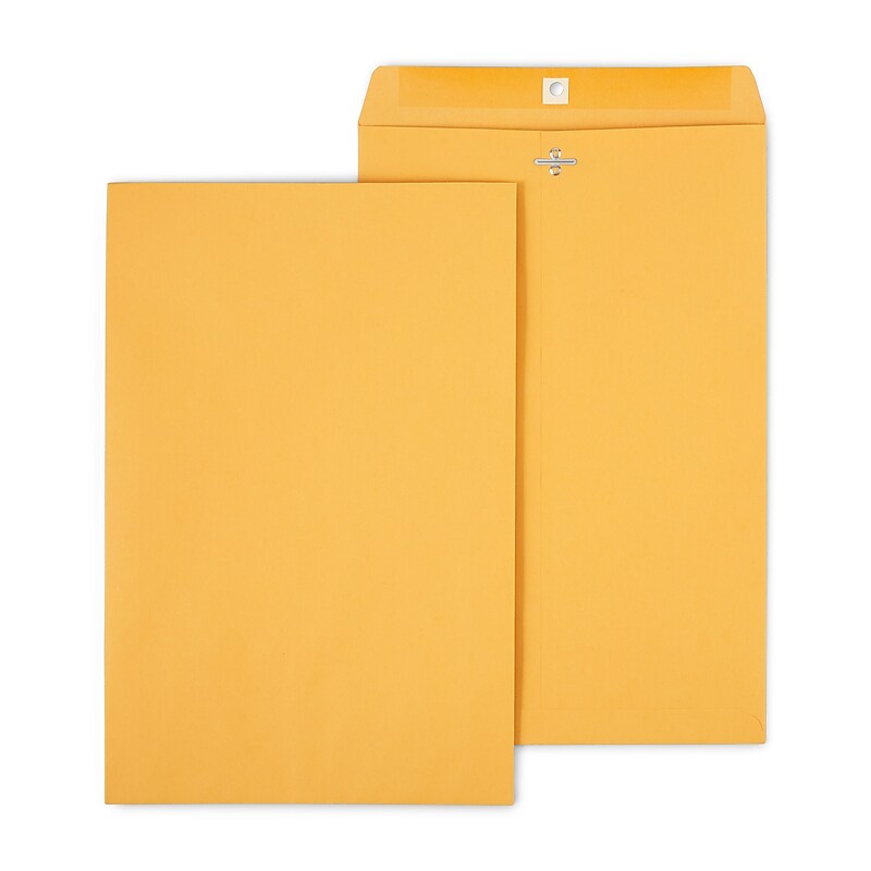 Staples Clasp & Moistenable Glue Kraft Catalog Envelopes, 10"L x 15"H, Brown, 100/Box (535021/19814) image 1
