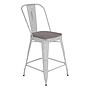 Flash Furniture Carly Indoor-Outdoor Counter Height Stool with Back, White with Gray Seat (ET353424WHPL1G)~#|#~E902ADE2-A1E0-446C-A8FC916659071FF0_sc7