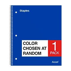 Staples Accel 1-Subject Notebook, 8.5