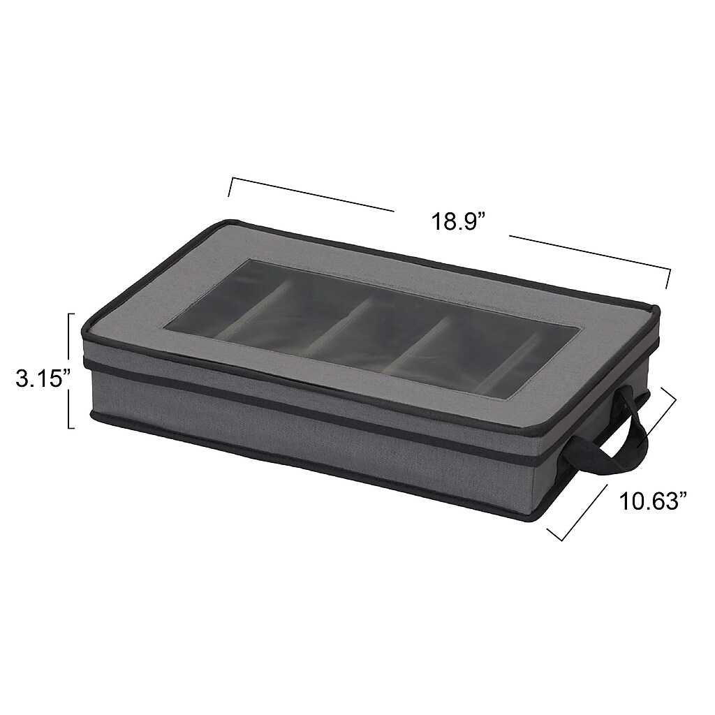 Dimensions of storage box with lid.