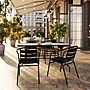 Flash Furniture Lila 55" Patio Table with Umbrella Hole and 4 Slat Stack Chairs, Black (TLH089R017CBK4)~#|#~E90B37C3-2D31-420B-B4EE48BE5CDC8C93_sc7