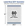 Avery Laser/Inkjet Round Multipurpose Labels, 0.75" Dia., Glossy White, 800/Pack (94504)~#|#~E90B8F7B-BA4F-4178-B17F312FB8146DE8_sc7