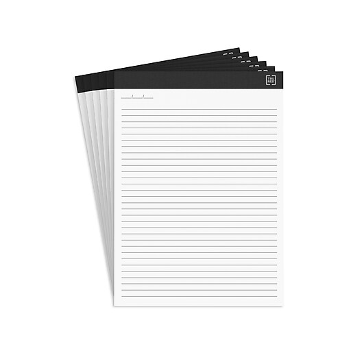 TRU RED Notepads, 8.5" x 11.75", Narrow Ruled, White, 50 Sheets/Pad, 6