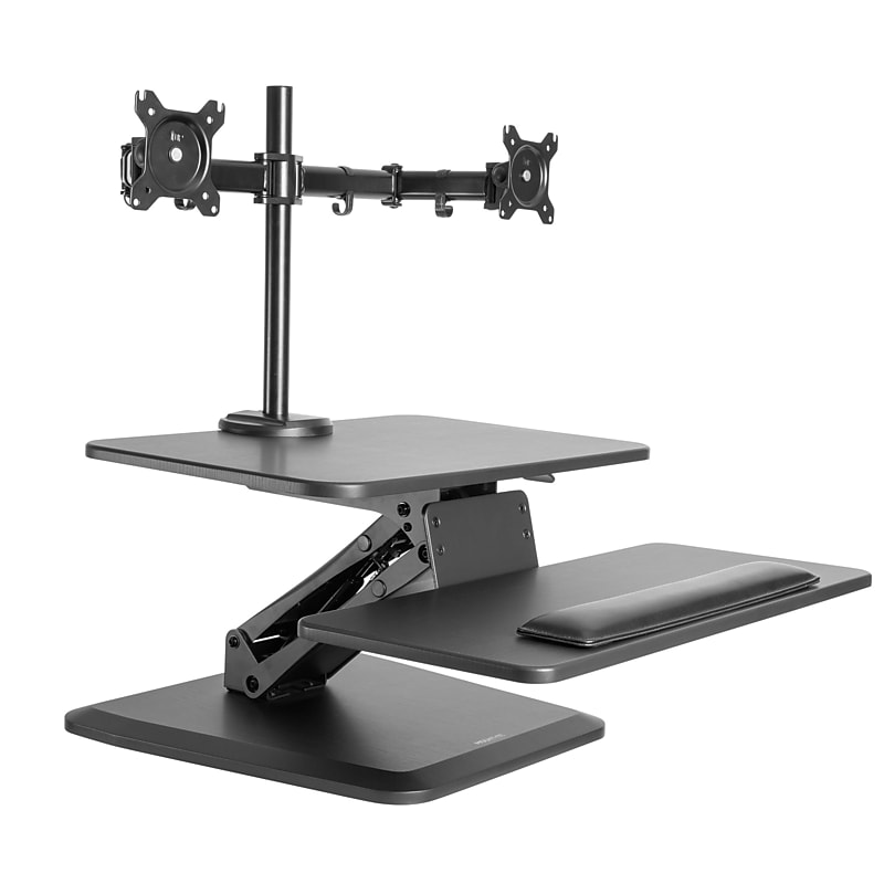 Mount-It! 24" W Manual Adjustable Standing Desk Converter with Dual Monitor Mount, Black (MI-7914) image 1