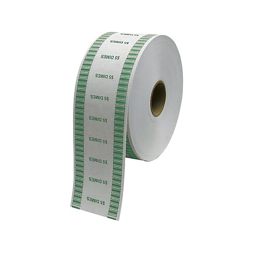 CONTROLTEK Dime Coin Wrapper for Coin Wrapping Machines, Kraft/Green, 8 Rolls/Carton (575036