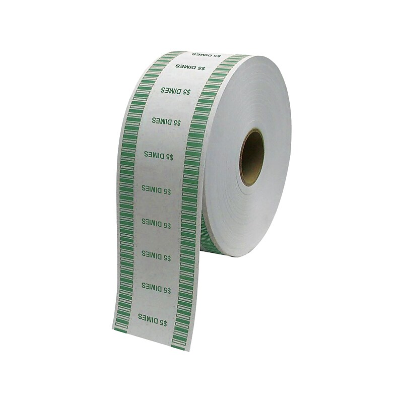 CONTROLTEK Dime Coin Wrapper for Coin Wrapping Machines, Kraft/Green, 8 Rolls/Carton (575036) image 1