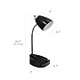 Simple Designs Gooseneck Organizer LED Desk Lamp, 18.50", with iPad Tablet Stand and Charging Outlet, Black (LD1057-BLK )~#|#~E9203E92-218F-4CC4-987CD55826E5306B_sc7