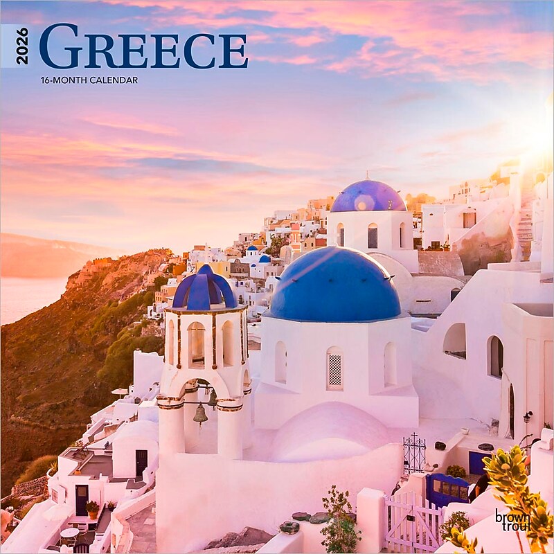 2026 BrownTrout Greece 12" x 12" Monthly Wall Calendar (9798330703548) image 1