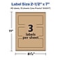 Avery Laser/Inkjet Rectangle Multipurpose Labels, 2.5" x 7", Kraft Brown, 45 Labels/Pack ( 94247)~#|#~E92F6794-F60B-45D7-99FABCDFC2086B9D_sc7