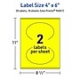 Avery Laser/Inkjet Oval Multipurpose Labels, 4" x 6", Neon Yellow, 20/Pack (94057)~#|#~E93304B6-E8EE-4123-B1C0DF7D0EEC4981_sc7