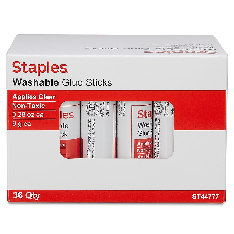 Staples® Washable Glue Sticks, 0.28 oz., Clear, 36/Pack (ST44777) image 1