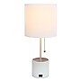 Simple Designs Hammered Metal Organizer 18.50" LED Table Lamp with USB Charging Port, White (LT1085-WHT)~#|#~E9367426-C810-483F-A1040403A9D51949_sc7
