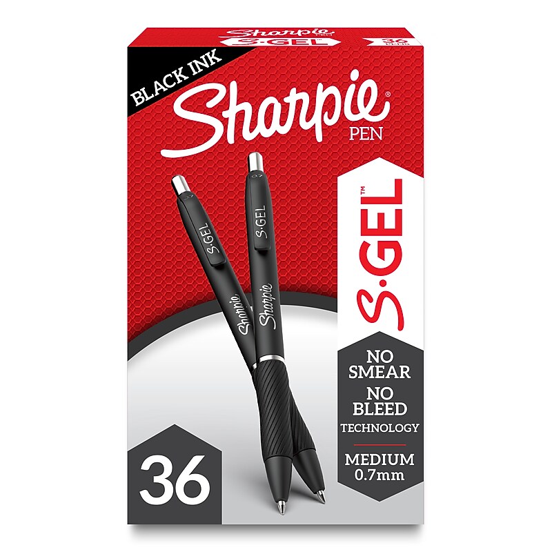 Sharpie S-Gel Gel Pen, Medium Point, Black Ink, 36/Pack (2096193) image 1