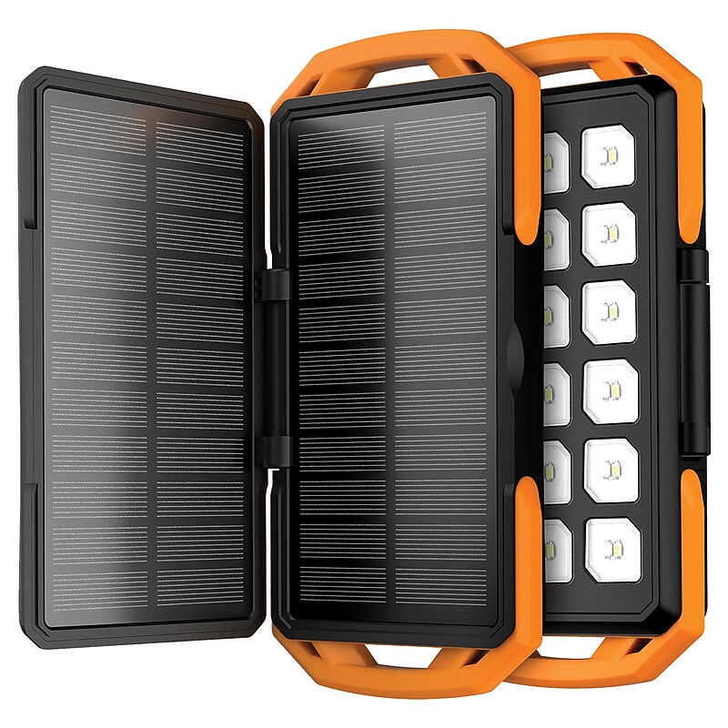 ToughTested Dual-Solar-Panel Switchback 10,000 mAh Power Bank, Orange/Black (TT-PBW-SB1) image 1