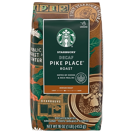 Starbucks Pike Place Decaf Ground Coffee, Medium Roast, 16 oz
