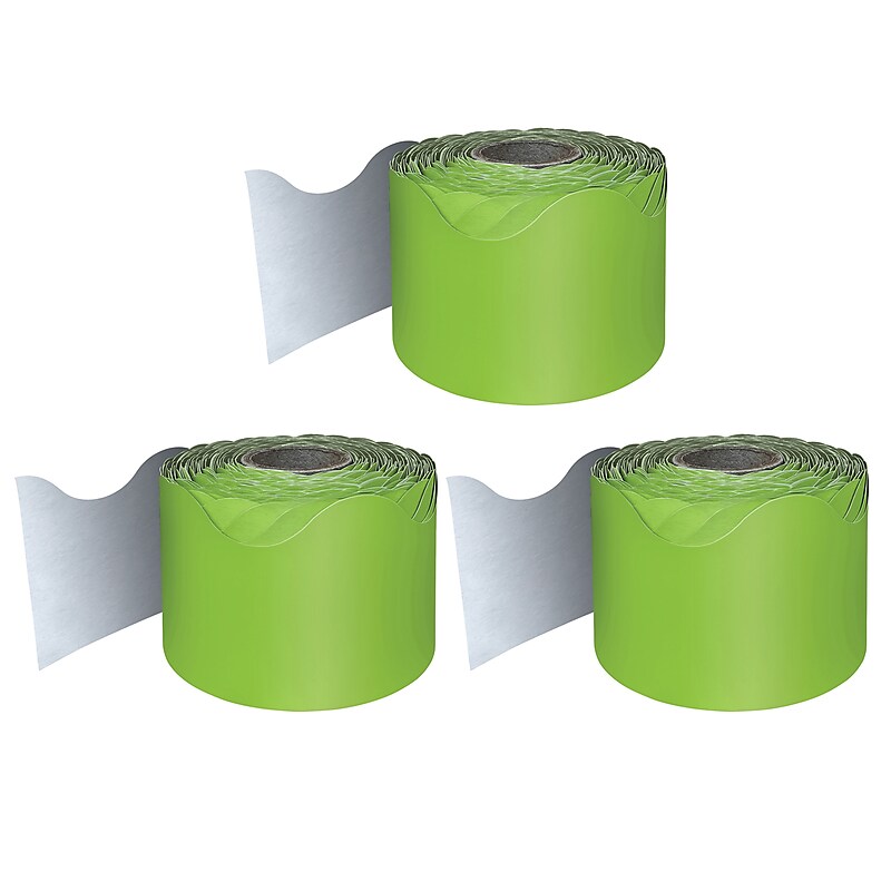 Carson Dellosa Education Rolled Scalloped Border, 2-1/4" x 65', Lime, 3/Bundle (CD-108468-3) image 1