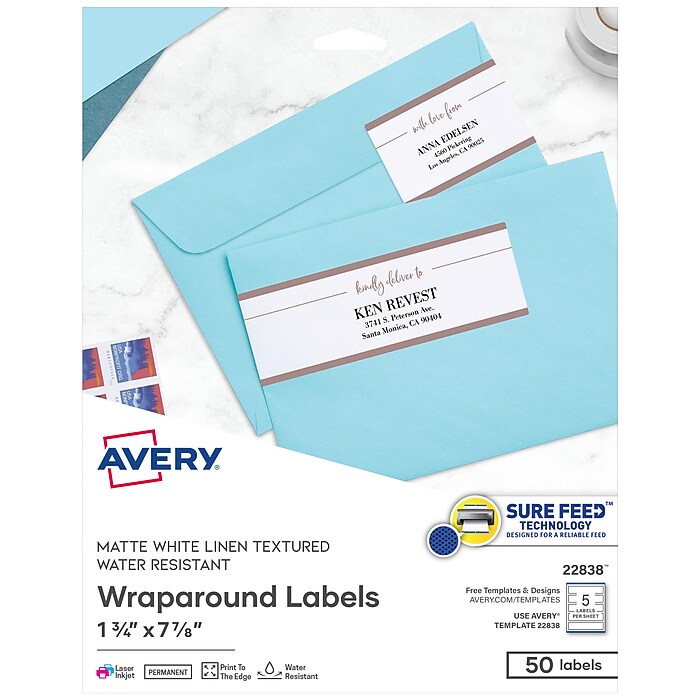 Avery Print-to-the-Edge Laser/Inkjet Wraparound Labels, 7.85