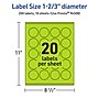 Avery Circle Multipurpose Labels, 1-2/3" Dia., Bright Green, 200/Pack (94508)~#|#~E94E3274-CF45-44A9-B60E08D3D9D3CBBF_sc7