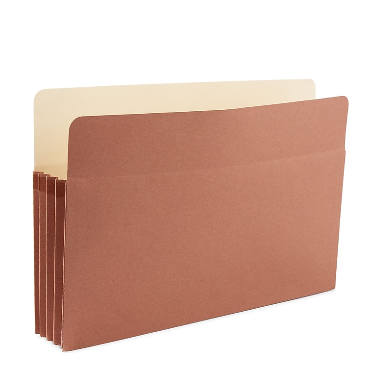 Staples Reinforced File Pocket, 3.5" Expansion, Legal Size, Brown, 25/Box (ST418319) image 1