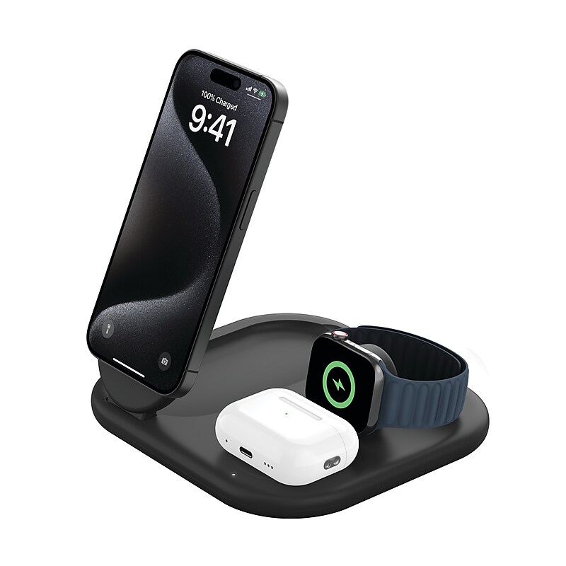 Belkin GaN MagSafe Wireless Charging Station, 15W, Black (WIZ029ttBK) image 1