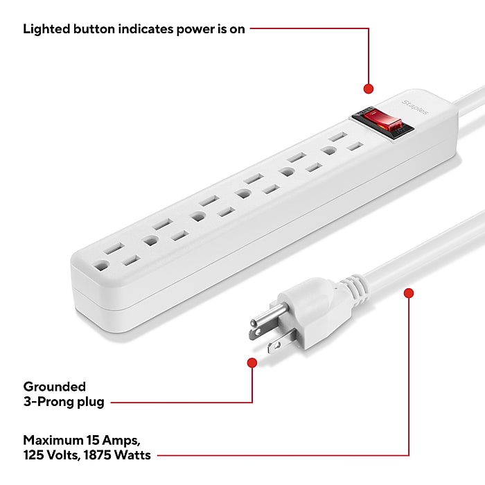 8 Outlet Power Strip Surge Protector, 8 Feet Metal Power Strip Heavy Duty Switch Home Office School Shop Garage Wall Mount Screw 2100j 15a 125v 1875w