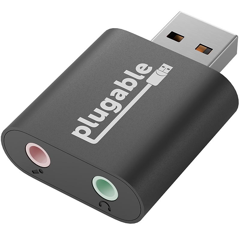 Plugable USB to Audio In/Out Male/Female Data Transfer Adapter, Black (USB-AUDIO) image 1