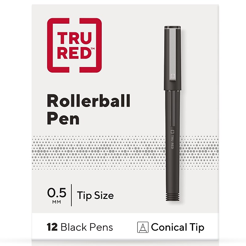 TRU RED™ Rollerball Pens, Fine Point, Black, Dozen/Pack (TR57321) image 1
