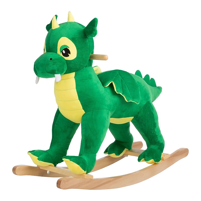 Happy Trails Plush Dinosaur Rocking Horse, Green (80-BF014) image 1