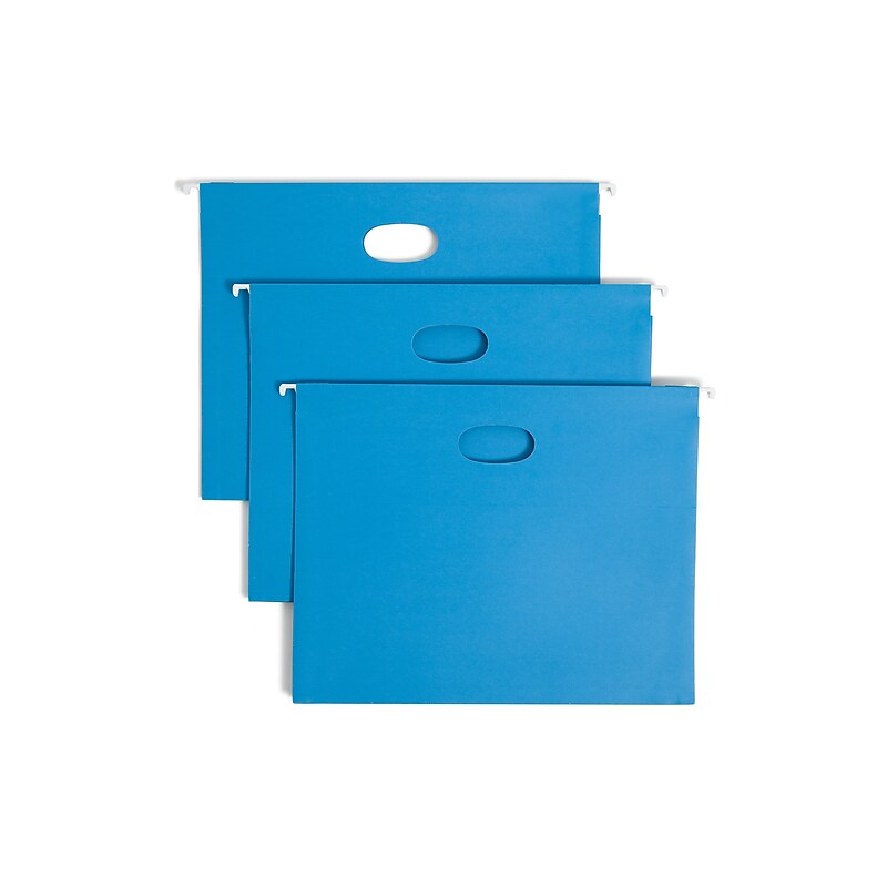 Smead Hanging File Folders, 1/5-Cut Adjustable Tab, Letter Size, 2" Expansion, Sky Blue, 25/Box (64250) image 1
