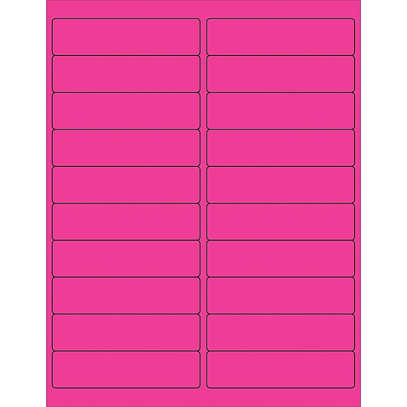 Tape Logic Rectangle Laser Labels, 4" x 1", Fluorescent Pink, 2000/Case (LL177PK) image 1