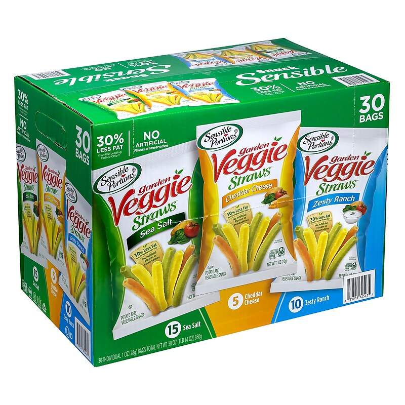 Sensible Portions Variety Vegetable Straws Chips, 1 oz., 30 Bags/Pack (220-00413) image 1