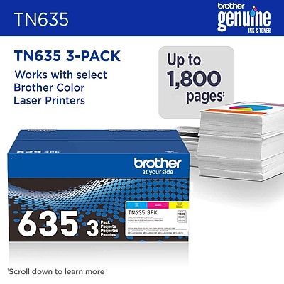 Brother TN635 Cyan/Magenta/Yellow Standard Yield Toner Cartridges, 3/Pack (TN6353PK) Sansujyuku sansujyuku.com
