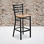 Flash Furniture HERCULES Traditional Metal Ladder Back Restaurant Barstool, Black/Natural Wood, 2-Pieces/Pack (2XUDG697BBARNTW)~#|#~E97D377A-64CE-423E-A05AAF846410C279_sc7