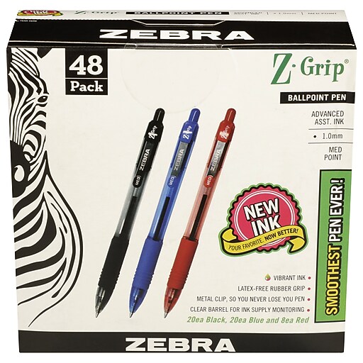 Zebra Z-Grip Retractable Ballpoint Pen, Medium Point, 1.0mm