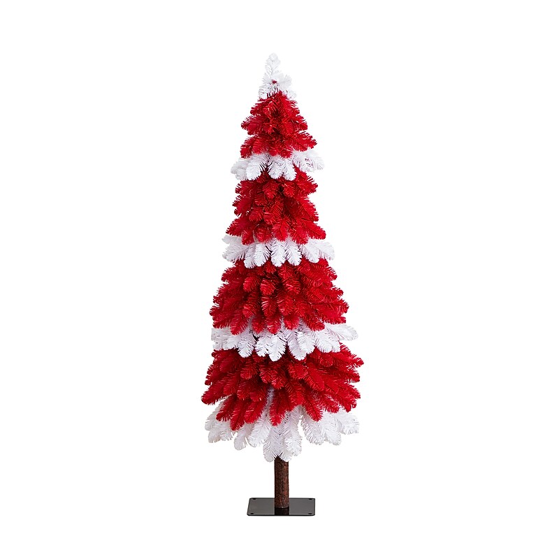 Nearly Natural 5-ft Pre-Lit Artificial Peppermint Christmas Tree with 150 Microdot LED Lights (T4700) image 1
