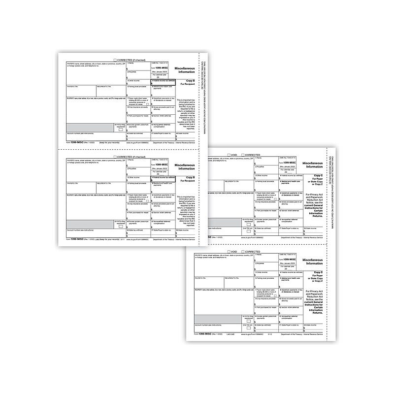 ComplyRight 1099-MISC 3-Part Tax Form Set with Recipient Copy Only, 50/Pack (6113) image 1