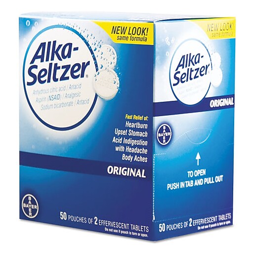 AlkaSeltzer Original 325 mg Aspirin Tablets, 2 Tablets/Packet, 50