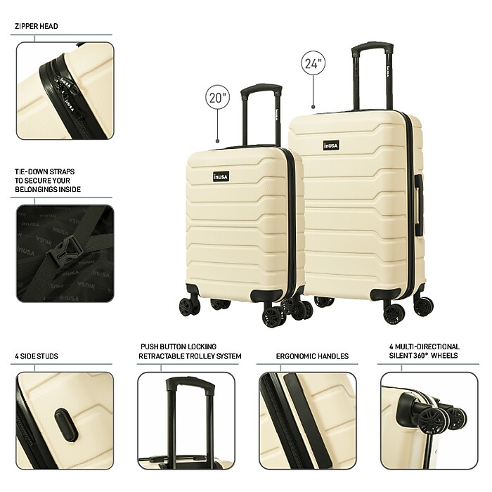 InUSA Trend 2-Piece Hardside Spinner Luggage Set, TSA Checkpoint