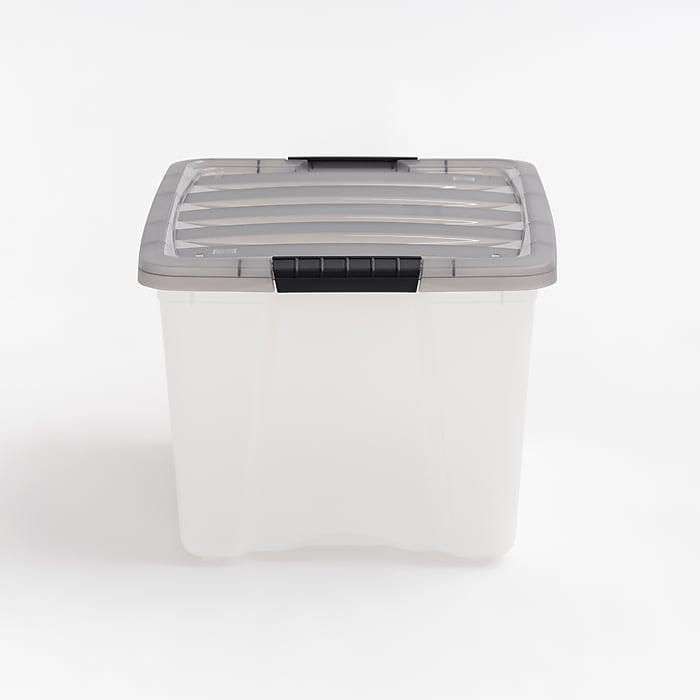 Iris 40 Quart Stack and Pull Plastic Latching Storage Bin, Clear