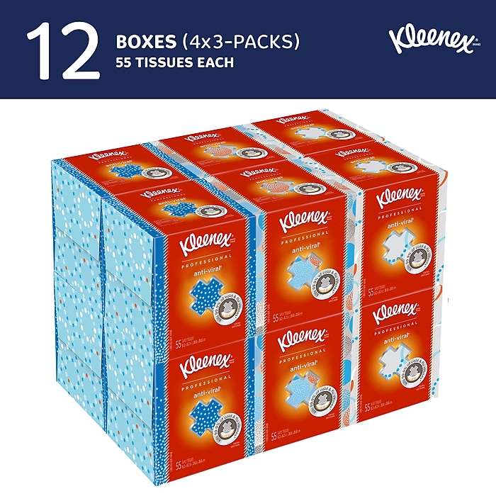 Kleenex Professional Anti-Viral Facial Tissue, 3-Ply, 55 Sheets