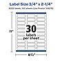 Avery Laser/Inkjet Rectangle Multipurpose Labels, 0.75" x 2.25", White, 3000 Labels/Box (94216)~#|#~E9C73959-0E3F-438E-B82B3072448C53DC_sc7