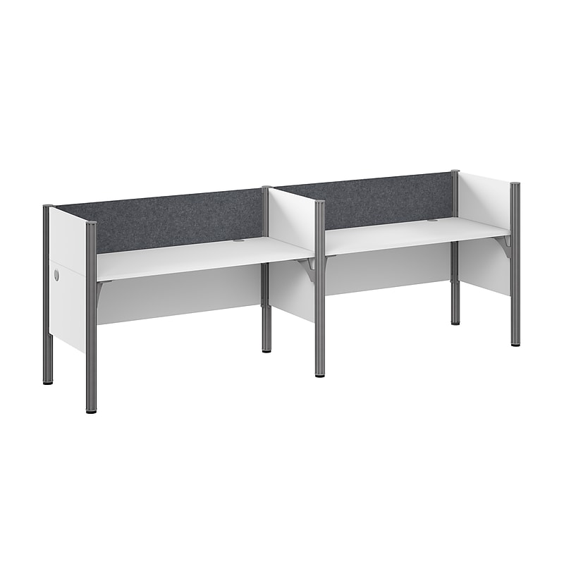 Bush Business Furniture Pro-Biz 42.8"H x 125.04"W 2 Person In-Line Cubicle Panel Workstation, White (100876CG-17) image 1
