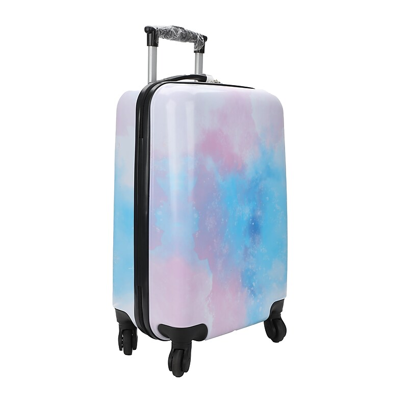 Bioworld 20" Hardside Carry-On Suitcase, 4-Wheeled Spinner, Pink Blue Watercolor (LRY7GYZVIG) image 1