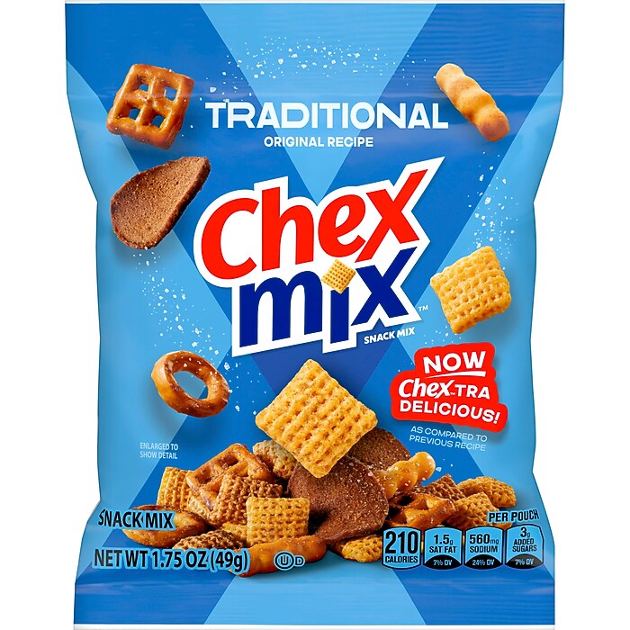 Chex Mix Traditional Savory Snack Mix, 1.75 oz., 60 Bags/Pack