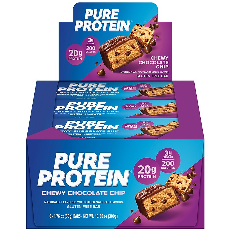 Pure Protein Gluten Free Chocolate Chip Protein Bar, 6 Bars/Box (NRN13353) image 1