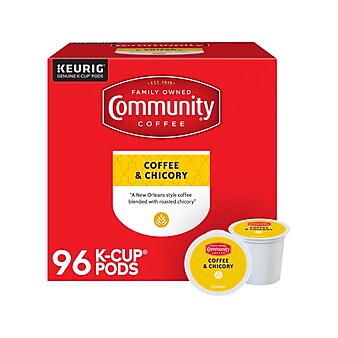 Community Coffee Coffee & Chicory, Keurig K-Cup Pod, Medium Roast, 96/Box (5000374326CT)
