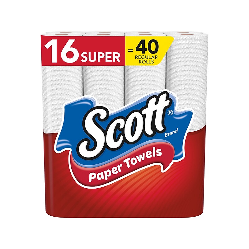 Scott Choose-a-Sheet Paper Towels, 1-Ply, 136 Sheets/Roll, 16 Rolls/Pack (47848) image 1
