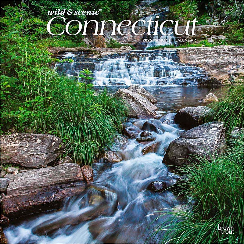 2026 BrownTrout Connecticut Wild & Scenic 12" x 12" Monthly Wall Calendar (9798330703029) image 1