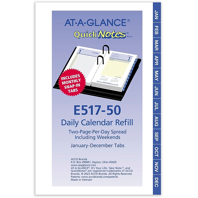 2026 AT-A-GLANCE QuickNotes 6" x 3.5" Daily Calendar Refill Pages, Multicolored (E517-50-26) image 1